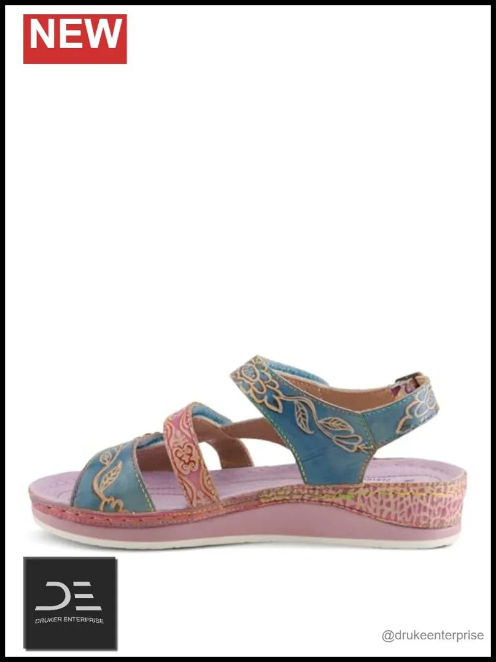Slingback Wedge Sandals with Buckle Leather Faux Leather
